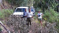 02-Michael, George & Rachel ponder over a fallen tree on the Mt Stawell Track